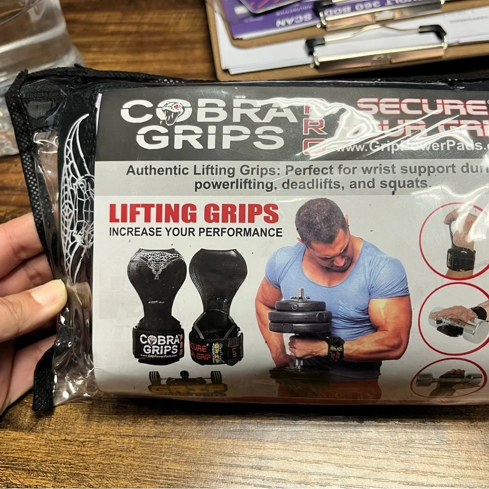 Black Cobra Grip PRO Weightlifting Straps Deadlift Power-lifting Pair